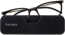 Thinoptics קריאה ThinOptics Connect - משקפי קריאה  עם מוטות, בצבע שחור בנרתיק מגנטי לסמארטפון
