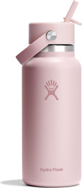 Hydro Flask בקבוק שתייה תרמי מנירוסטה 946 מל עם פתח רחב ופיית קש נשלפת מבית Hydro Flask – ורוד פסטל