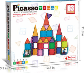 Picasso tiles מגנטים להרכבה בתלת מימד 63 חלקים