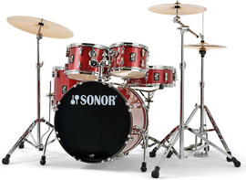 SONOR מערכת תופים 5 חלקים (2 אריזות) אביזרים ומצילות "20 AQX Studio red moon sparkle