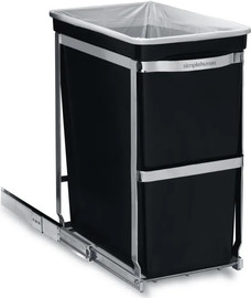 SimpleHuman פח פתוח מחובר לארון במסילה מובנת, שחור 30 ל' simplehuman