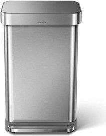 SimpleHuman פח דוושה רחבה מלבני, נירוסטה 45 ל' simplehuman