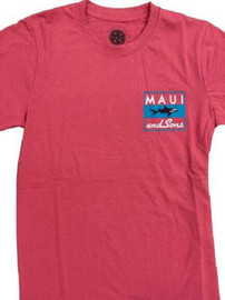 Maui and Sons טי שירט מאווי - "CLASSIC SHARK"- DEEP CORAL