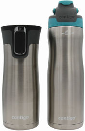 CONTIGO BRANDS כוס מתכת WEST ובקבוק AUTOSEAL CHILL כסוף