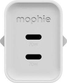 MOPHIE מטען קיר mophie 70W Dual USB-C GaN - טעינה מהירה לשני מכשירים - צבע לבן