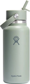 Hydro Flask בקבוק שתייה תרמי מנירוסטה 946 מל עם פתח רחב ופיית קש נשלפת מבית Hydro Flask – ירוק חאקי