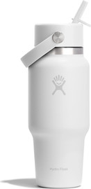 Hydro Flask בקבוק תרמי TRAVEL מנירוסטה בנפח 710 מל עם פתח רחב ופיית קש נשלפת מבית Hydro Flask – לבן