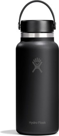 Hydro Flask בקבוק שתייה תרמי מנירוסטה 946 מל עם פתח רחב ומכסה Flex מבית Hydro Flask – שחור