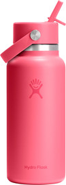 Hydro Flask בקבוק שתייה תרמי מנירוסטה 946 מל עם פתח רחב ופיית קש נשלפת מבית Hydro Flask – ורוד זוהר