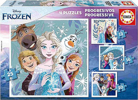 Frozen ארבעה פאזלים בקופסא דמויות פרוזן