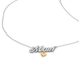 Danny Newfeld שרשרת אמא MOM כסף סטרלינג עם תליון לב