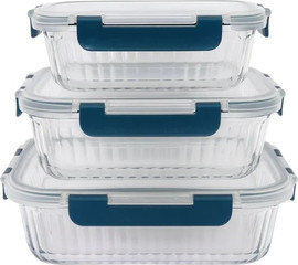 OXO סט 3 קופסאות זכוכית מלבניות UNIQOOK