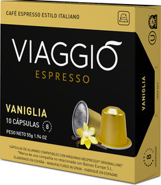 Viaggio Espresso וניל - 10 קפסולות אלומיניום תואמות נספרסו