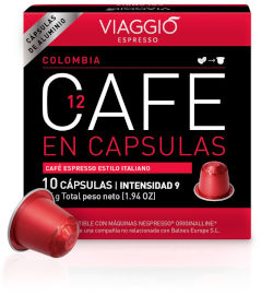 Viaggio Espresso קולומביה - 10 קפסולות אלומיניום תואמות נספרסו