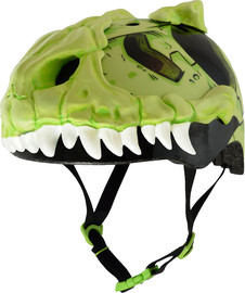 Raskullz קסדת ילדים בעיצוב 3D עם פתחי אוורור לגיל 5+ - T-REX ירוק/שחור