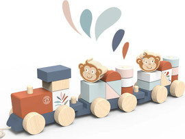 Speedy Monkey רכבת השחלה מעץ - Speedy Monkey
