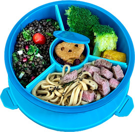 יאמבוקס קופסת אוכל מחולקת פוקי בול 3 תאים Poke Bowl Lagoon Blue