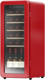 Winekeeper מקרר יין רטרו אדום 21 בק, מדחס, מדפי עץ נשלפים, תצוגה דיגיטלית.