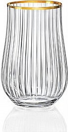 Ocean סט 6 כוסות שתייה 450 מ"ל אופטיק פס זהב TULIPA GOLDEN