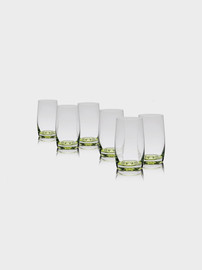BOHEMIA סט 6 כוסות שתייה 380 מ"ל PavoGreenish קריסטל בוהמיה