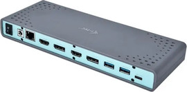 I-TEC תחנת עגינה לתצוגה כפולה בחיבור USB 3.0 / USB-C / Thunderbolt 3 אפור