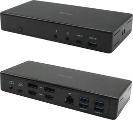 I-TEC תחנת עגינה בחיבור USB-C עם 4 חיבורי וידיאו באספקת חשמל 85W שחור