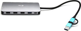 I-TEC תחנת עגינה בחיבור USB-C/Thunderbolt לתצוגת 3 מסכים עם אספקת חשמל W100 אפור