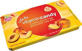 Jake סוכריות ללא סוכר בטעם אפרסק 18 גרם מועשר בויטמין C