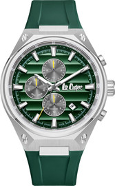 Lee Cooper שעון גברים Lee Cooper London LC08063.377 ירוק עם רצועת סיליקון Multi Function