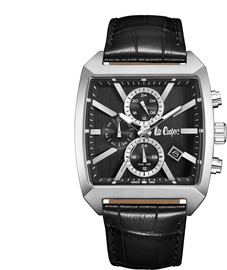 Lee Cooper שעון גברים Lee Cooper London LC08180.351 מרובע שחור עם רצועת עור Multi Function