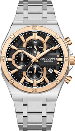 Lee Cooper שעון גברים Lee Cooper London LC08171.360 כסף ורוז גולד עם צמיד פלדת אל-חלד Multi Function