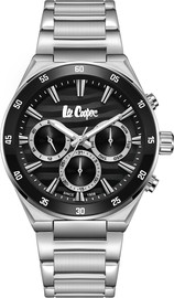 Lee Cooper שעון גברים Lee Cooper London LC08175.350 כסף עם צמיד פלדת אל-חלד ולוח שחור Multi Function