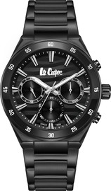 Lee Cooper שעון גברים Lee Cooper London LC08175.650 שחור מלא עם צמיד פלדת אל-חלד Multi Function