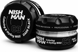 NISHMAN NISHMAN C3 Dark Black Coloring & Styling Wax – ווקס צבע ועיצוב שחור כהה