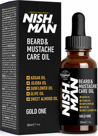 NISHMAN NISHMAN Beard & Mustache Care Oil Gold One 30ml – שמן מקצועי לזקן ולשפם