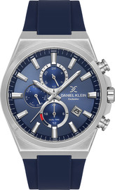 Daniel Klein שעון גבר Daniel Klein Exclusive DK.1.14348-2 – כחול כסוף עם רצועת סיליקון