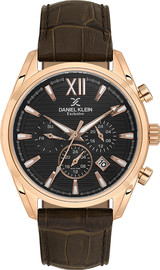 Daniel Klein שעון גבר Daniel Klein Exclusive DK.1.14355-5 – רוז גולד עם רצועת עור חומה