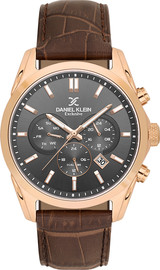 Daniel Klein שעון גבר Daniel Klein Exclusive DK.1.14344-5 – רוז גולד עם רצועת עור חומה