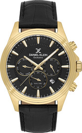 Daniel Klein שעון גבר Daniel Klein Exclusive DK.1.14346-5 – זהב שחור עם רצועת עור
