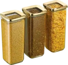 B-DECOR סט 3 קופסאות אחסון זהב 1700 מ"ל