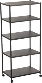 S-Free כוננית מתכת 5 מדפים על גלגלים 80×40×160 ס״מ – מדף אחסון רחב לבית ולעסק