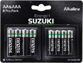 S-Free סוללות אלקליין SUZUKI ENERGY AA + AAA – מארז משולב 8 יחידות