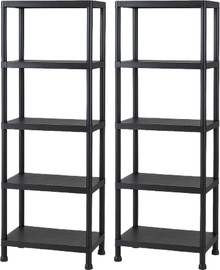 S-Free כוננית מדפים מפלסטיק 5 קומות 60x30x181 ס"מ תוצרת אירופה זוג -2 יח'