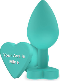 TOY JOY פלאג אנאלי בצורת לב ומסרים שובבים  8.5 ס"מ | Buttplug Your Ass Is Mine ,ירוק