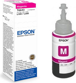 Epson בקבוק דיו אדום מקורי EPSON T6643 (65 מ"ל/6,500 דפים)