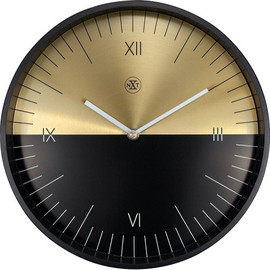 NeXtime שעון קיר זהב ושחור - חצי חצי 30 ס"מ