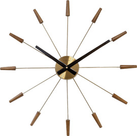 NeXtime PLUG INN שעון קיר מתכת ועץ - 60 ס"מ