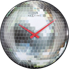 NeXtime שעון קיר זכוכית מקומרת - כדור דיסקו 35 ס"מ