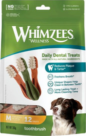 WHIMZEES ווימזיז Whimzees מברשת שיניים בינוניות אריזת חסכון 12 יח' -  360 גרם