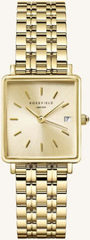 ROSEFIELD שעון נשים Rosefield Boxy XS QCGSG-Q048 זהב עם לוח שמפניה ותאריכון